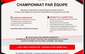 NOUVEAU ! CHAMPIONNAT DU BCRR PAR EQUIPE.