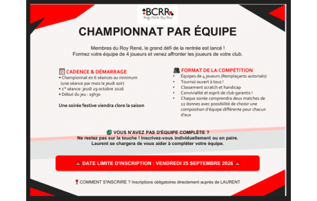 NOUVEAU ! CHAMPIONNAT DU BCRR PAR EQUIPE.